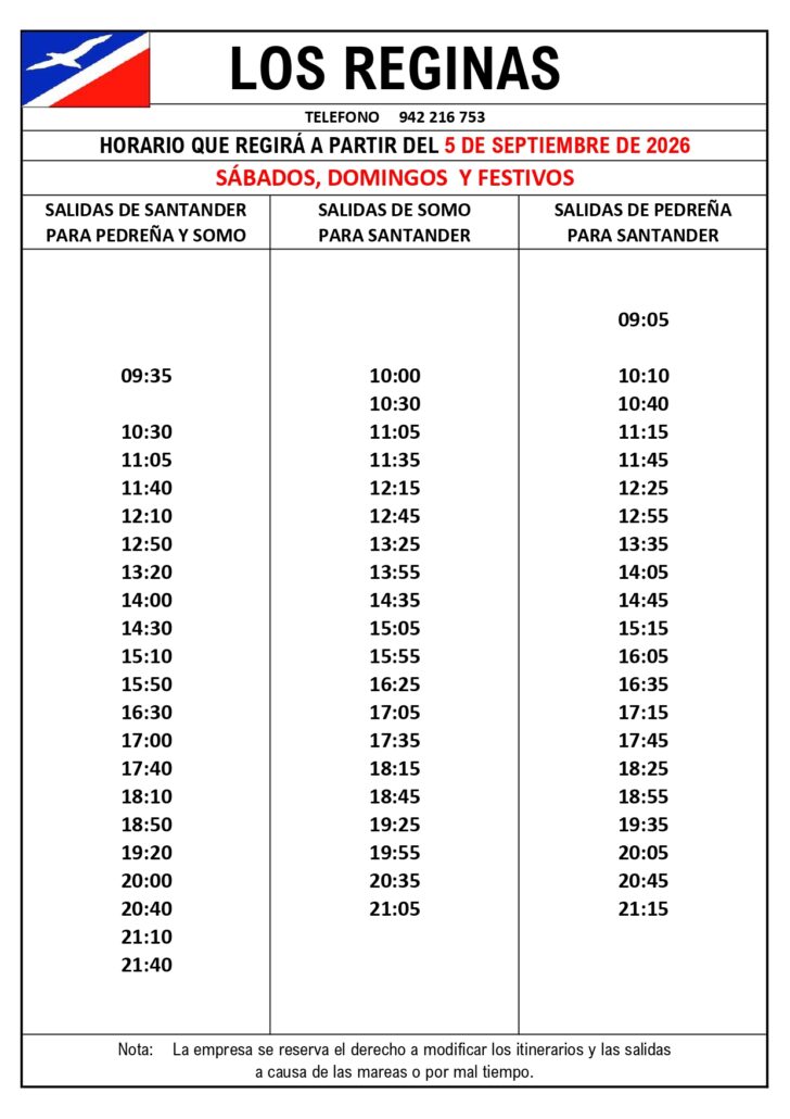 HORARIO FIN DE SEMANA 05.09.26