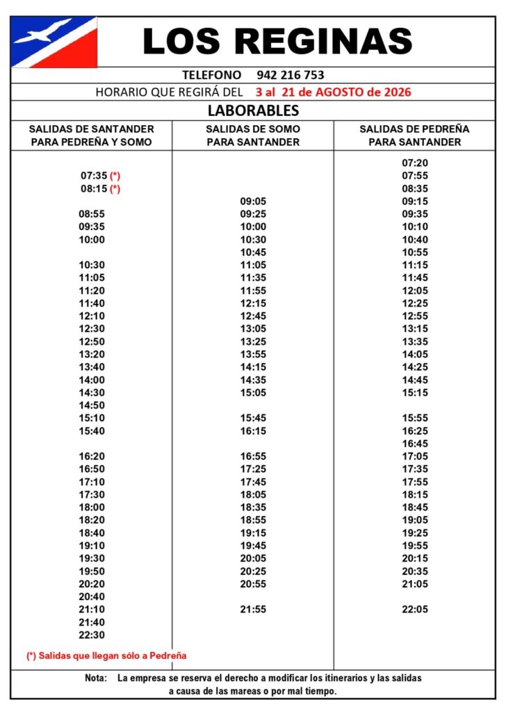 HORARIO LABORABLE 3-21 AGOSTO